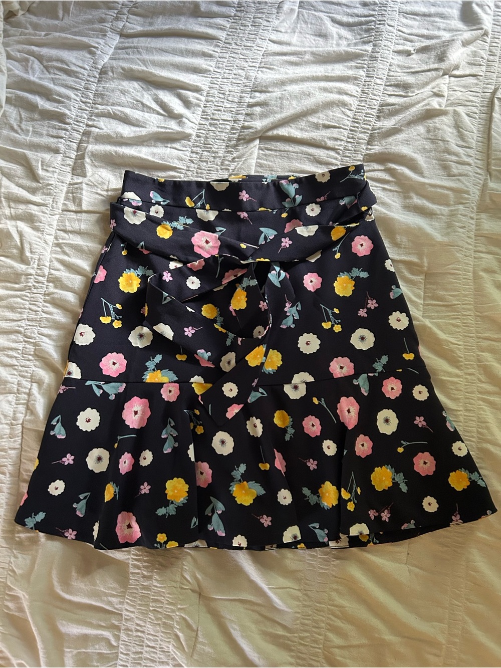Ann Taylor Black Skirt with Pink, Yellow & White Floral Print